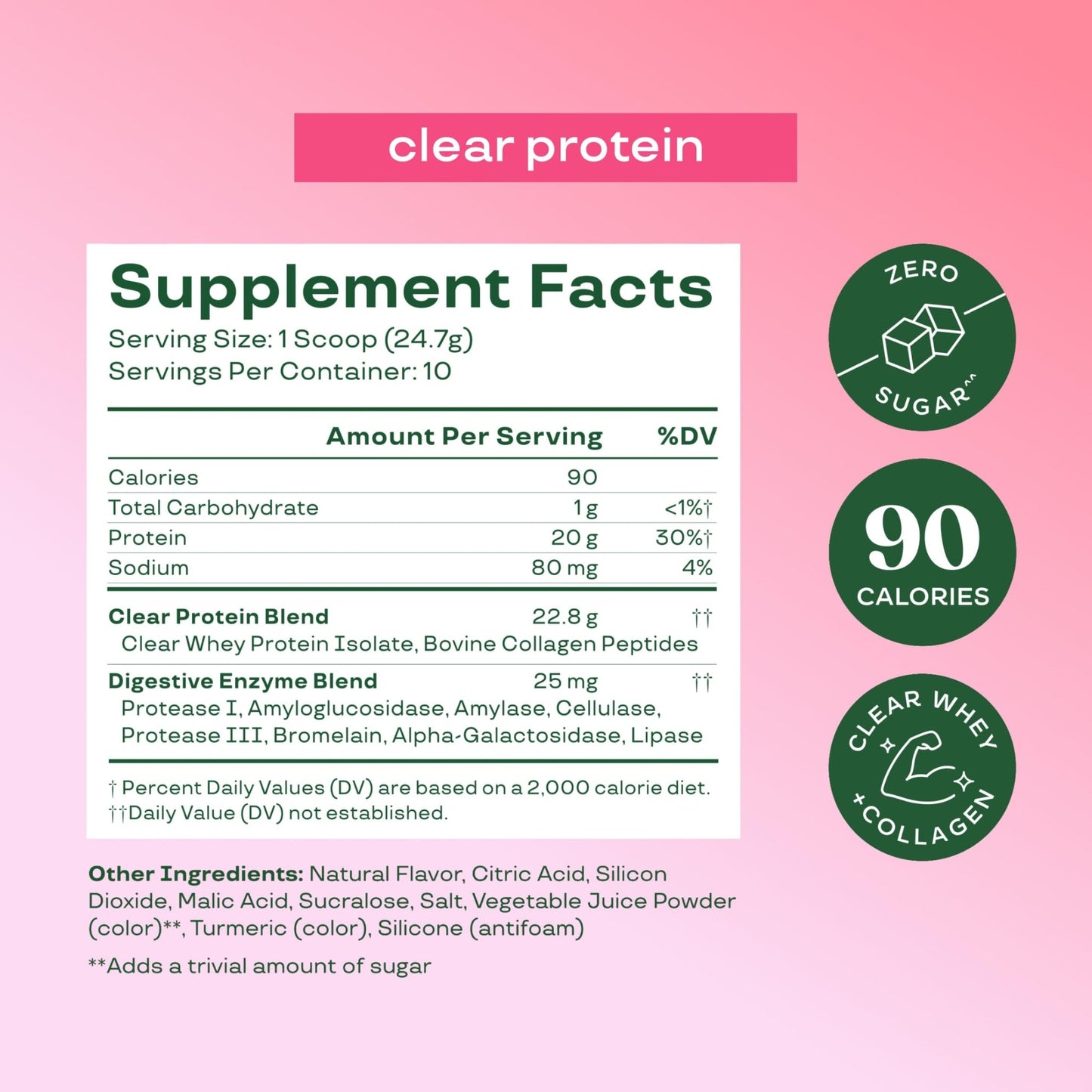 Bloom Clear Protein, Whey Protein Isolate with Collagen Peptides and Digestive Enzymes, 20g Protein, Sugar Free Post Workout Drink Mix, 90 Calories, - dailyvitalstore