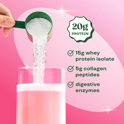 Bloom Clear Protein, Whey Protein Isolate with Collagen Peptides and Digestive Enzymes, 20g Protein, Sugar Free Post Workout Drink Mix, 90 Calories, - dailyvitalstore