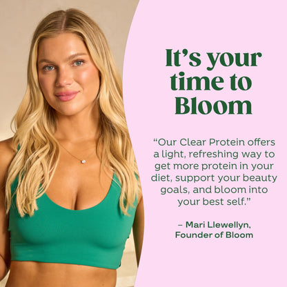 Bloom Clear Protein, Whey Protein Isolate with Collagen Peptides and Digestive Enzymes, 20g Protein, Sugar Free Post Workout Drink Mix, 90 Calories, - dailyvitalstore