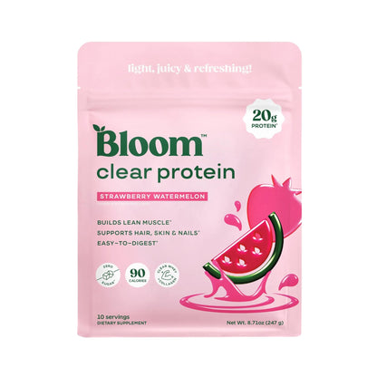 Bloom Clear Protein, Whey Protein Isolate with Collagen Peptides and Digestive Enzymes, 20g Protein, Sugar Free Post Workout Drink Mix, 90 Calories, - dailyvitalstore