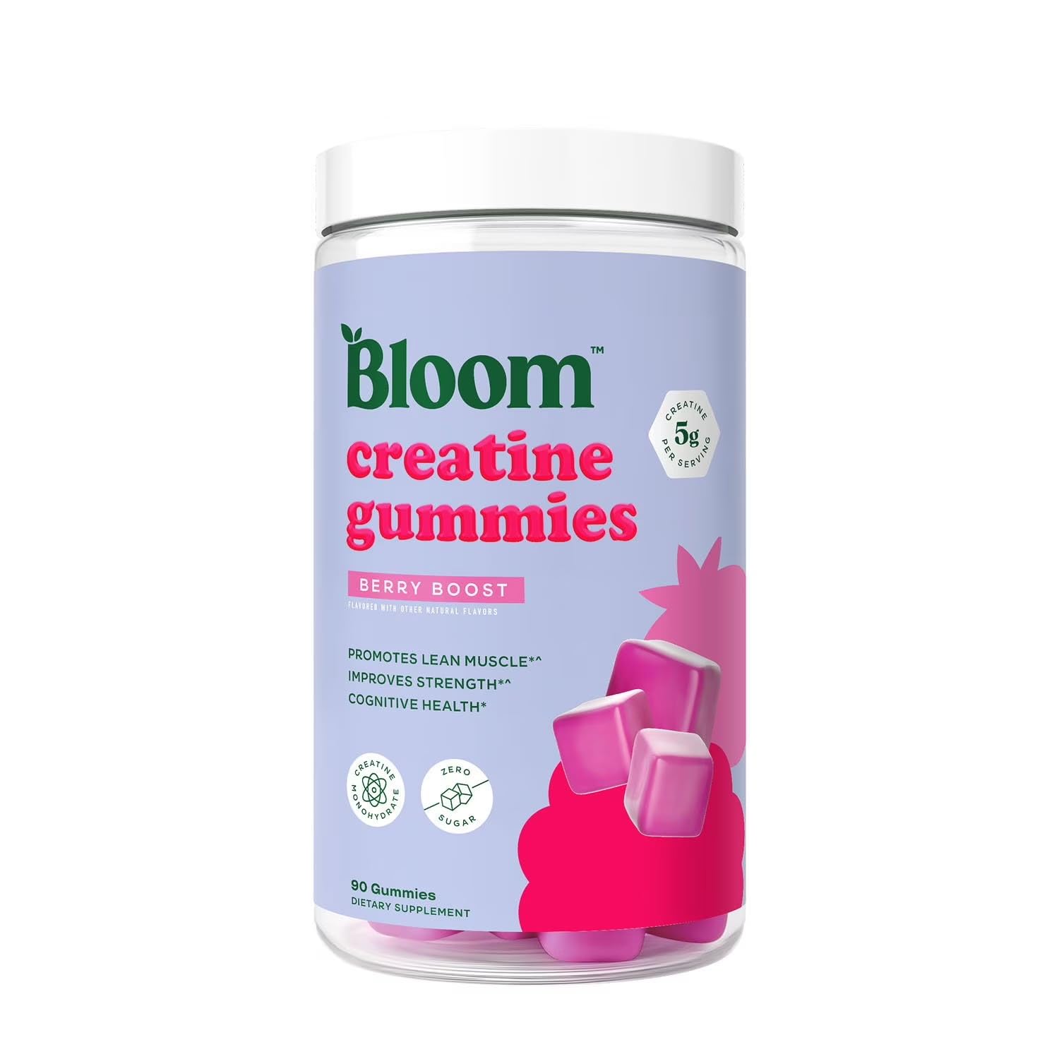 Bloom Creatine Monohydrate Gummies, 5g Per Serving, Sugar Free Creatine Gummy for Workout, Strength, Cognitive Health & Lean Muscle Support, Gluten Free & Non GMO, - dailyvitalstore