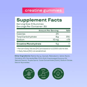 Bloom Creatine Monohydrate Gummies, 5g Per Serving, Sugar Free Creatine Gummy for Workout, Strength, Cognitive Health & Lean Muscle Support, Gluten Free & Non GMO, - dailyvitalstore