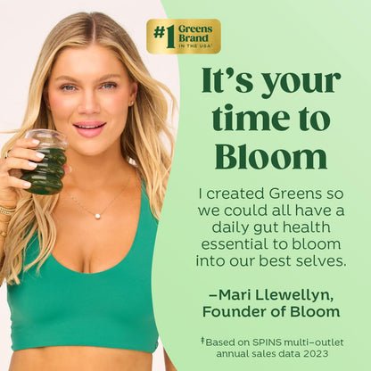 Bloom Nutrition Superfood Greens Powder, Digestive Enzymes with Probiotics and Prebiotics, Gut Health, Bloating Relief for Women, Chlorella, Green Juice Mix with Beet Root Powder, 30 SVG, Mango - dailyvitalstore