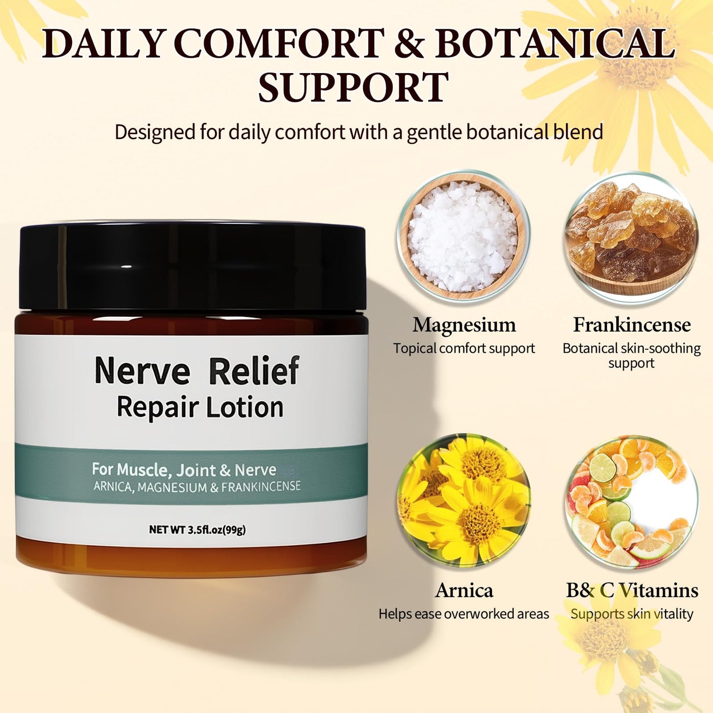 BLOWADM Nerve Cream,Neuropathy Lotion With Arnica,Magnesium For Joint,Daily Nourishment For Knee,Lumbar,Neck,Hand And Foot(3.5oz - dailyvitalstore