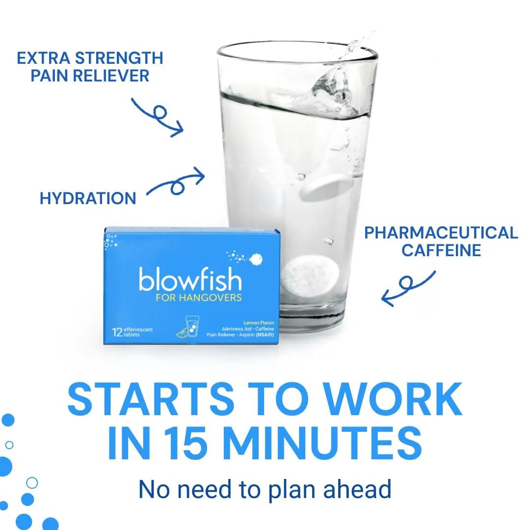 Blowfish for Hangovers - Fast Hangover Relief in 15 Minutes | FDA-Recognized Formulation | Headache Relief, Energy, and Hydration in One Step - dailyvitalstore