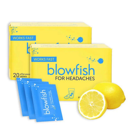 Blowfish for Headaches | Maximum Strength Effervescent Pain Relief Tablets – Treats Headaches Fast, 2X Faster Than Pills – Lemon Flavor (2 Pack) - dailyvitalstore