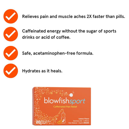 Blowfish Sport | 4 Pack | Pain Relief for Athletes | Eases Sore Muscles | Boosts Energy | Effervescent Formula Works Fast | Perfect for Morning Workouts - dailyvitalstore