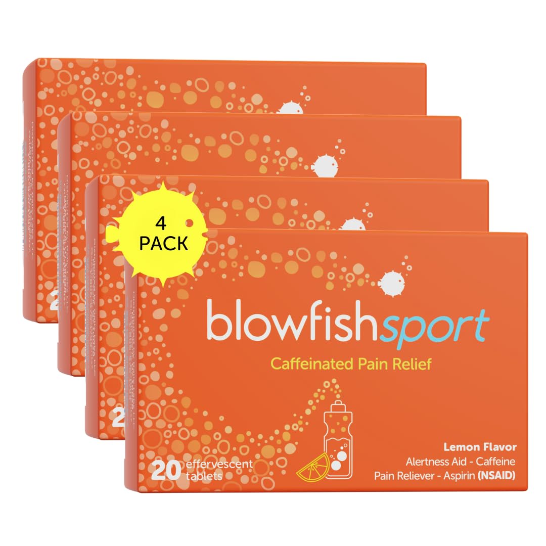 Blowfish Sport | 4 Pack | Pain Relief for Athletes | Eases Sore Muscles | Boosts Energy | Effervescent Formula Works Fast | Perfect for Morning Workouts - dailyvitalstore