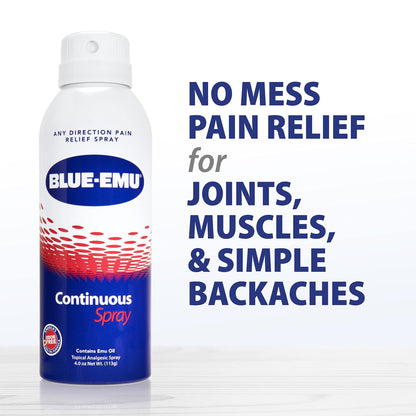 Blue-Emu Continuous Pain Relief Spray for Fast-Acting Joint & Muscle Relief, 4 Oz, 1 Pack - dailyvitalstore
