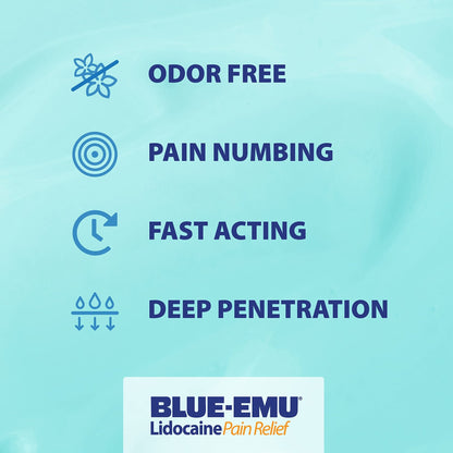 BLUE-EMU Lidocaine Pain Relief Cream for Fast, Numbing Relief, 2.7 Oz, 1 Pack - dailyvitalstore
