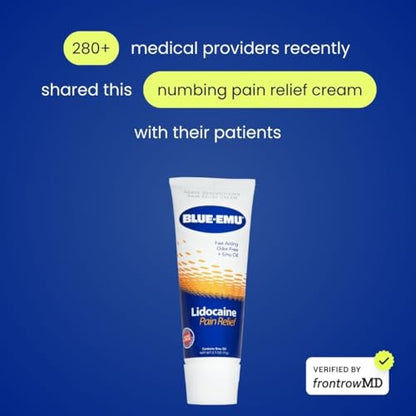 BLUE-EMU Lidocaine Pain Relief Cream for Fast, Numbing Relief, 2.7 Oz, 1 Pack - dailyvitalstore
