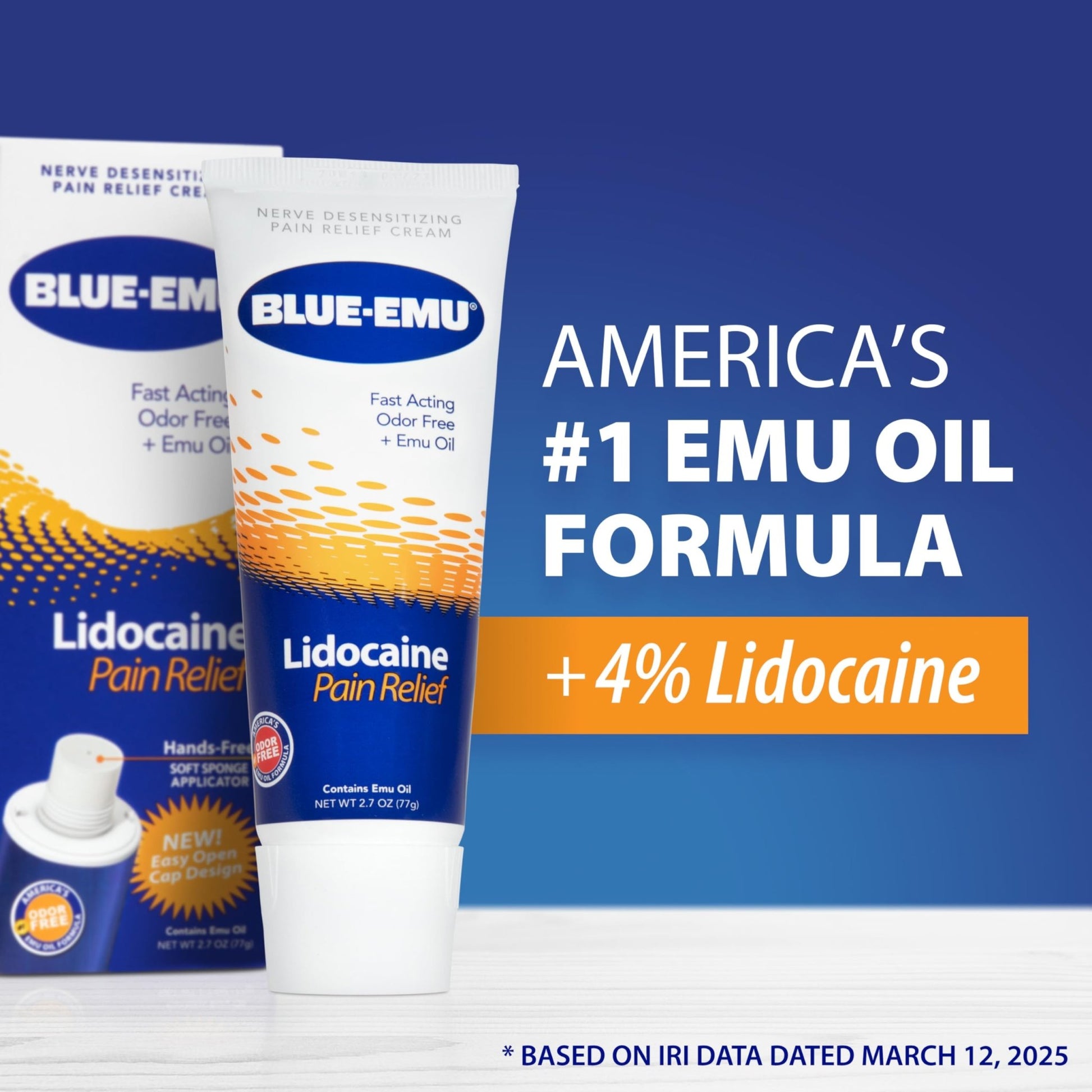 BLUE-EMU Lidocaine Pain Relief Cream for Fast, Numbing Relief, 2.7 Oz, 1 Pack - dailyvitalstore