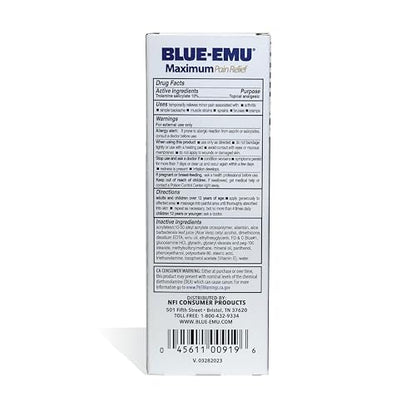 BLUE-EMU Maximum Pain Relief Cream for Arthritis, Muscle, & Joint Aches, 3 Oz, 1 Pack - dailyvitalstore