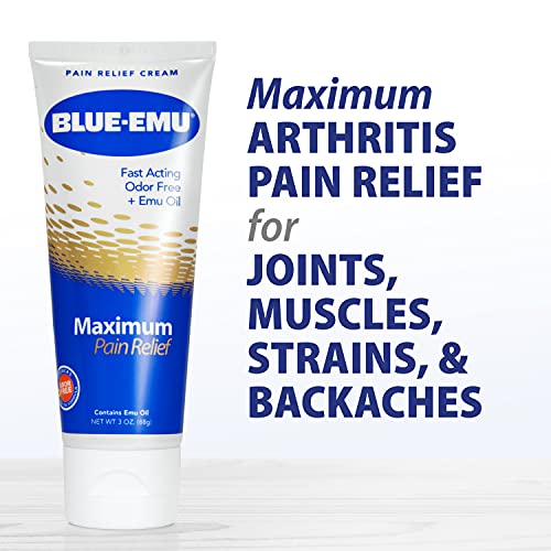 BLUE-EMU Maximum Pain Relief Cream for Arthritis, Muscle, & Joint Aches, 3 Oz, 1 Pack - dailyvitalstore