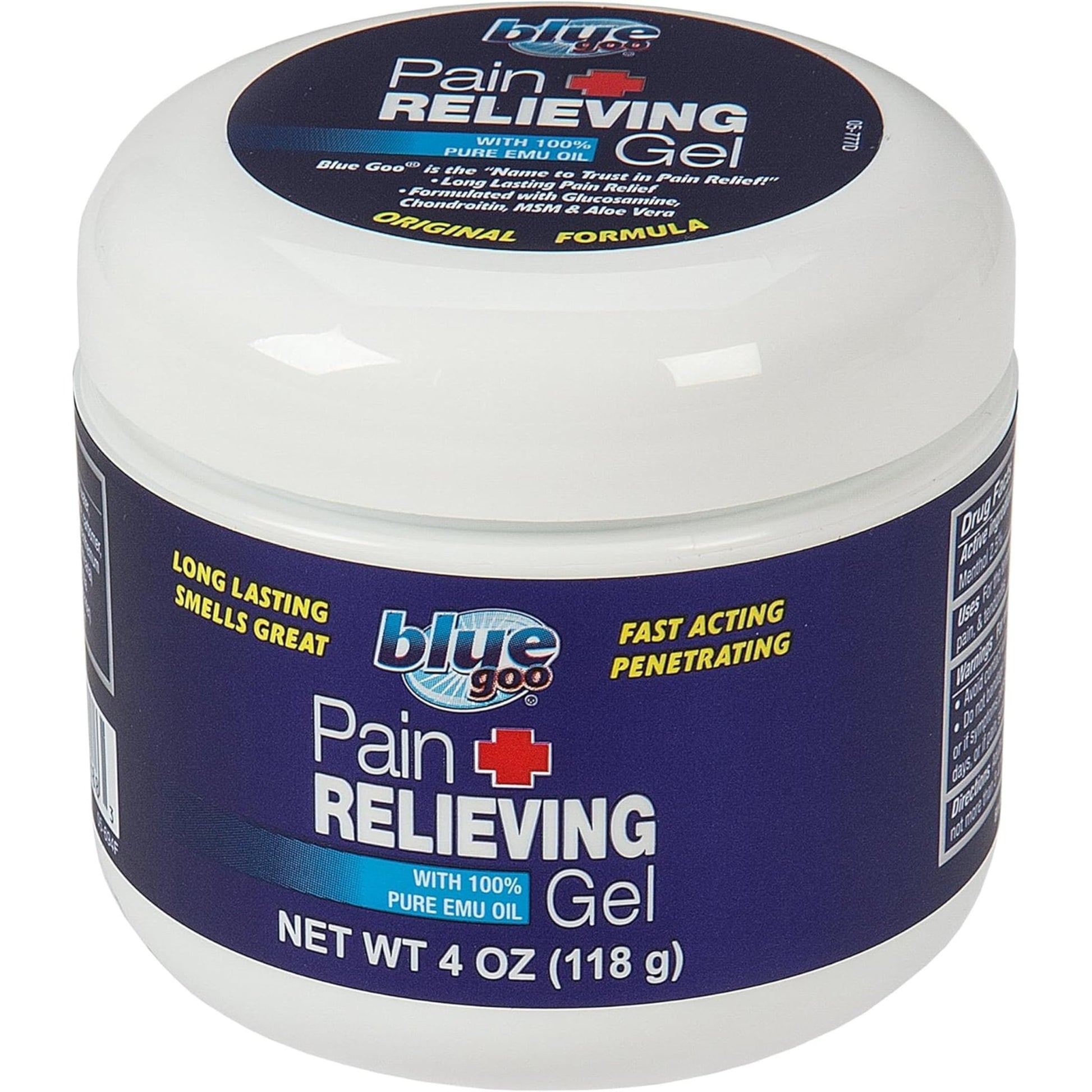 Blue Goo Pain Relieving Gel – Relief for Back, Neck, Muscle and Joint Pain, Fast-Acting Cooling and Soothing Relief with 100% Pure Emu Oil, 4 oz (1 Pack) - dailyvitalstore
