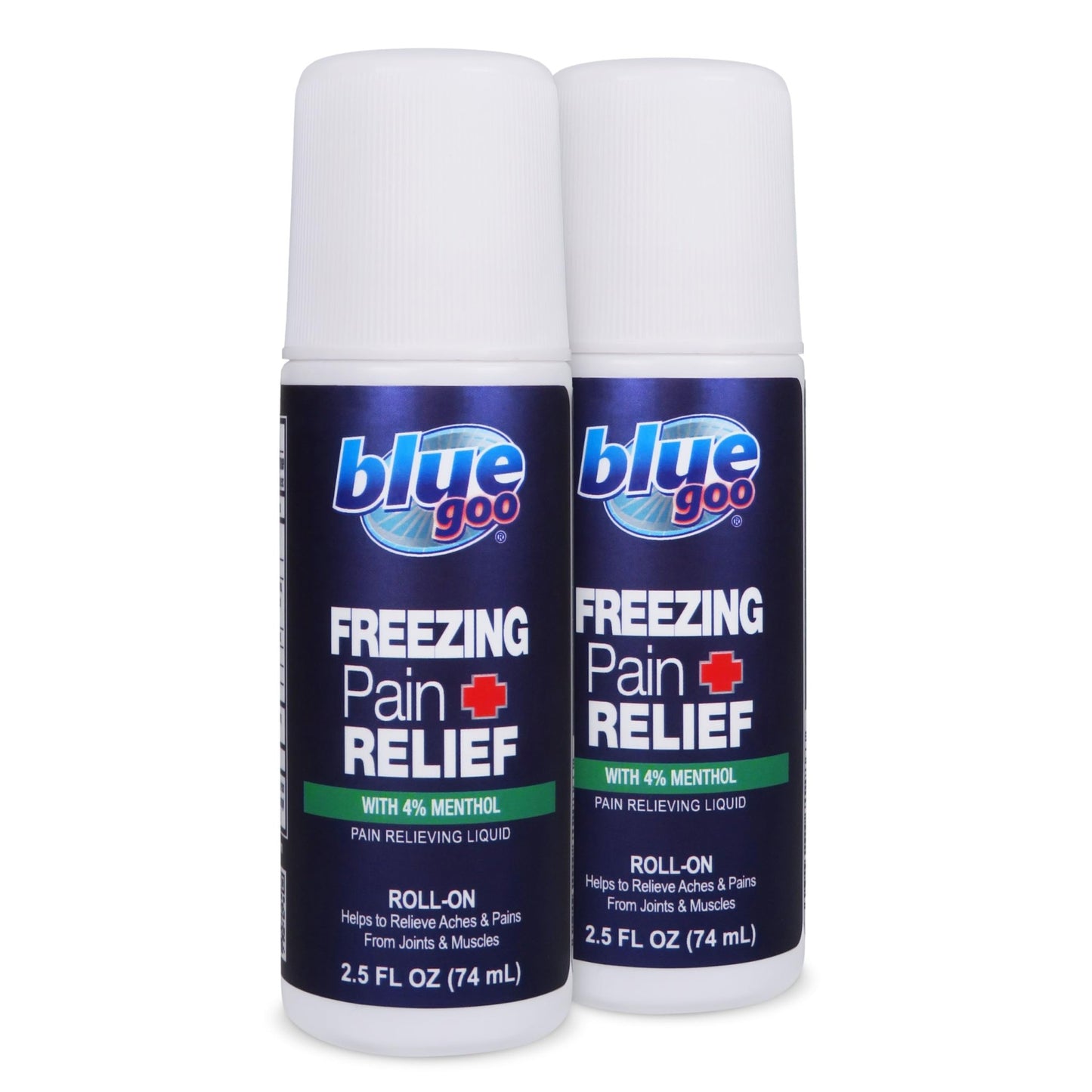 Blue Goo Pain Relieving Menthol Roll On - Fast-Acting Muscle & Joint Pain Relief - 2 x 2.5 oz - dailyvitalstore