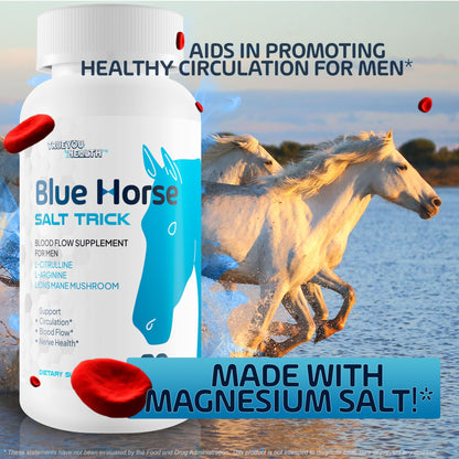 Blue Horse Salt Trick - Our Best Blood Flow Supplement for Men - Our Best Circulation Supplement - Male Circulation Supplements Nitric Oxide Vasodilator to Improve Blood Flow 7 Blue Salt Trick for Men - dailyvitalstore