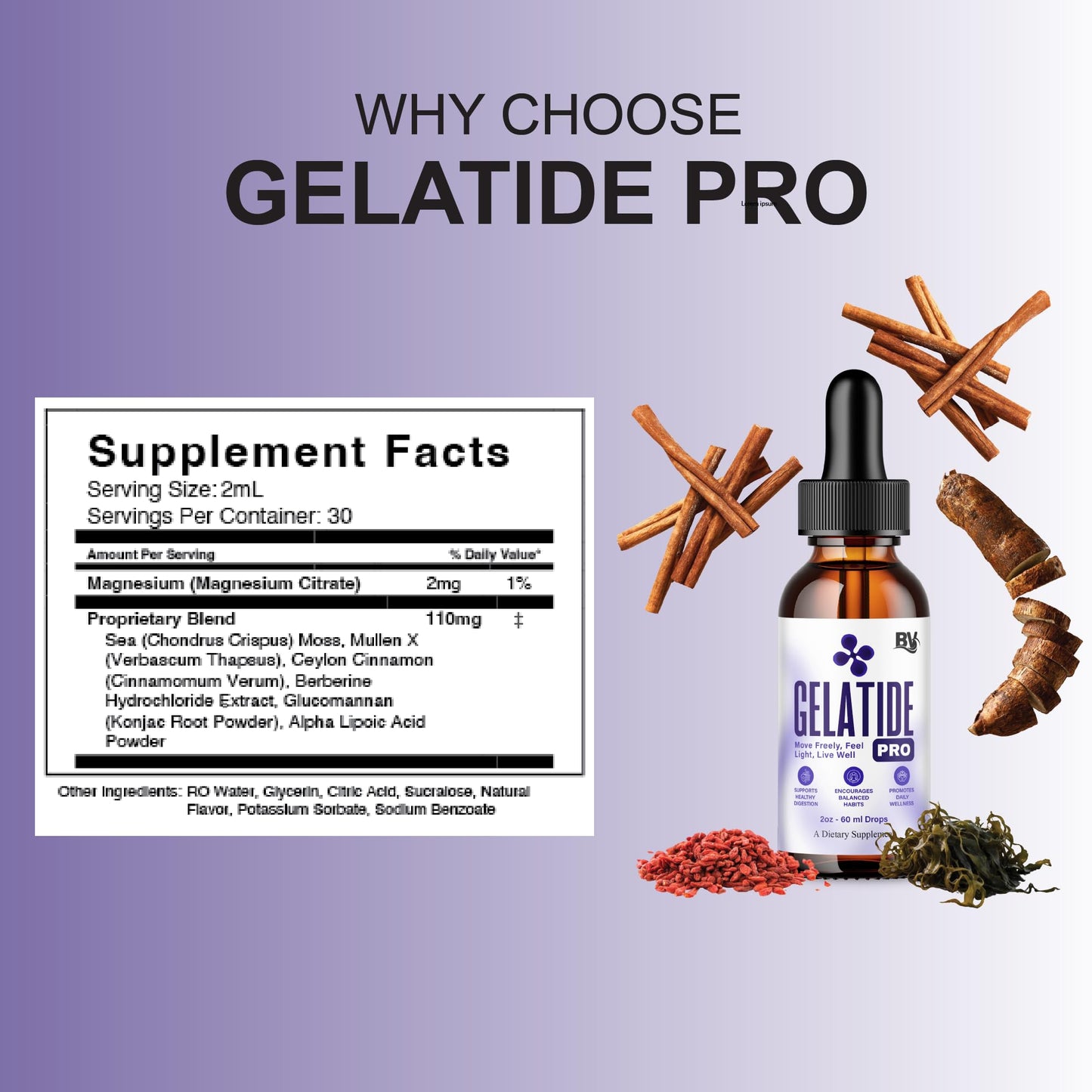 BLUE VIBE Gelatide Liquid Drops, Gela Tide Advanced Maximum Strength Overall Health & Wellness Support Supplement, Gelatide Premium Daily Health and Overall Energy Formula (2oz / 60ml) - dailyvitalstore