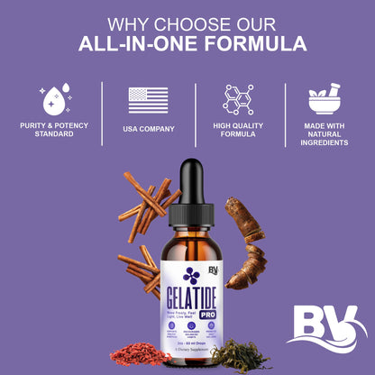 BLUE VIBE Gelatide Liquid Drops, Gela Tide Advanced Maximum Strength Overall Health & Wellness Support Supplement, Gelatide Premium Daily Health and Overall Energy Formula (2oz / 60ml) - dailyvitalstore