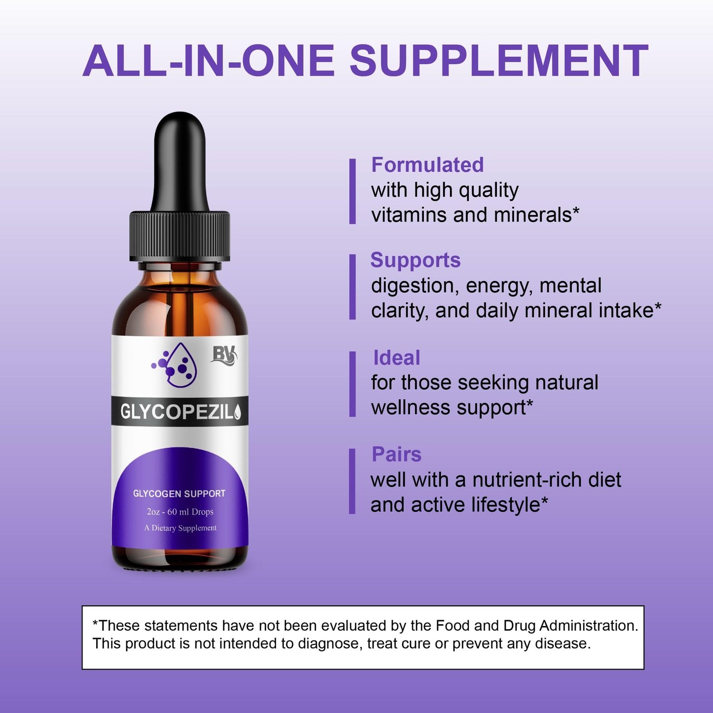 BLUE VIBE Glycopezil Drops, Glyco pezil Advanced Maximum Strength Overall Health & Blood Support Supplement, Glycopezil Premium Daily Health and Overall Energy Formula (2 Pack - 4oz / 120ml) - dailyvitalstore