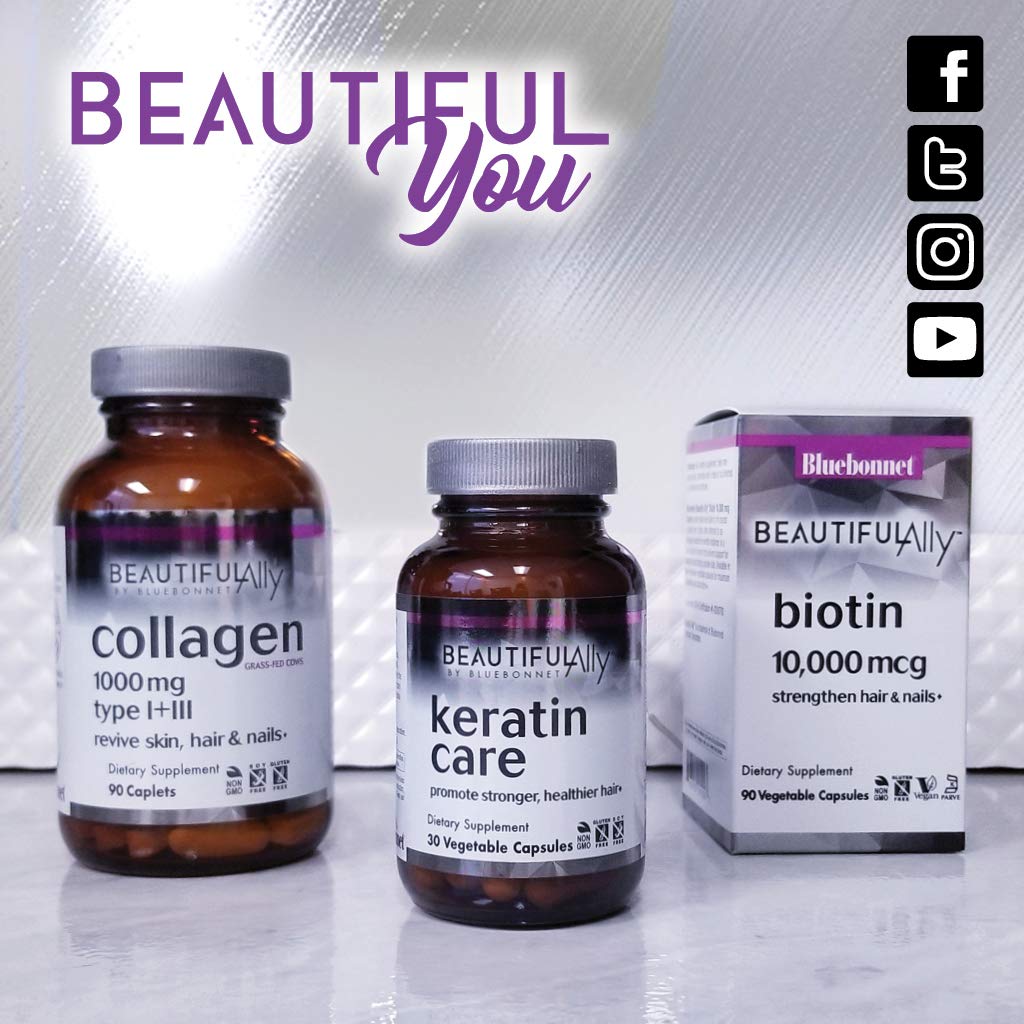 Bluebonnet Nutrition Beautiful Ally Keratin Care, Beauty Nutrient, Best for Hair, Strengthen and Revitalize Hair*, Non GMO, Gluten Free, Soy Free, Milk Free, 30 Vegetable Capsules, 30 Servings - dailyvitalstore