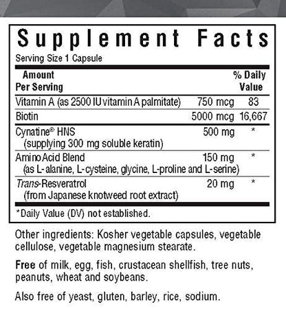 Bluebonnet Nutrition Beautiful Ally Keratin Care, Beauty Nutrient, Best for Hair, Strengthen and Revitalize Hair*, Non GMO, Gluten Free, Soy Free, Milk Free, 30 Vegetable Capsules, 30 Servings - dailyvitalstore