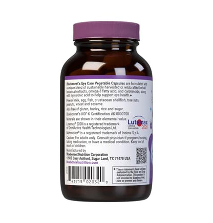 Bluebonnet Nutrition Eye Care Macular & Blue, Eye Health & Blue Light Support*, Vegan, Kosher-Certified, Gluten-Free, Dairy-Free, 60 Vegetable Capsules, 30 Servings - dailyvitalstore