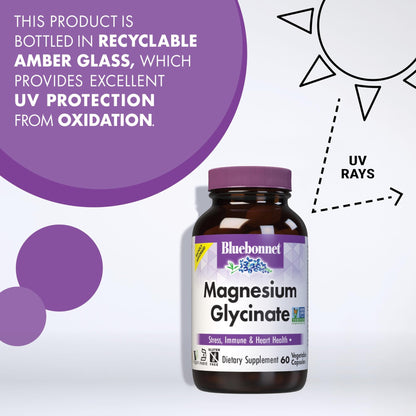 Bluebonnet Nutrition Magnesium Glycinate 400mg Maximum Absorption Mineral Complex Supports Energy Production & Enzyme Function - Non-GMO - dailyvitalstore