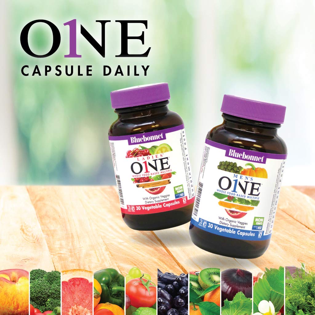 Bluebonnet Nutrition Men’s One Vegetable Capsule, Whole Food Multiple, K2, Organic, Energy, Vitality, Non-GMO, Gluten, Soy & Milk Free, Kosher, 3 Month Supply, 90 Count - dailyvitalstore