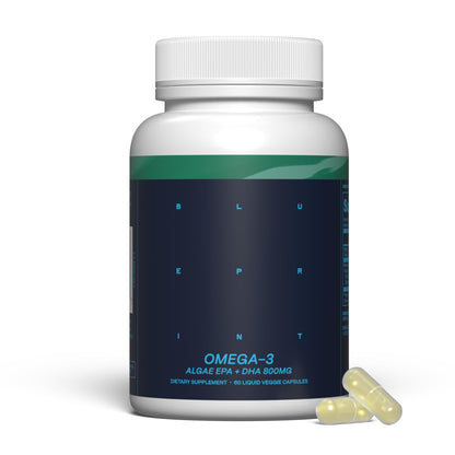 Blueprint Bryan Johnson Omega-3 - Vegan Algae Omega 3 Supplement with EPA/DHA - 800mg Plant-Based for Brain, Heart & Joint Support - High Absorption Triglyceride Form - 1:1 EPA/DHA - dailyvitalstore