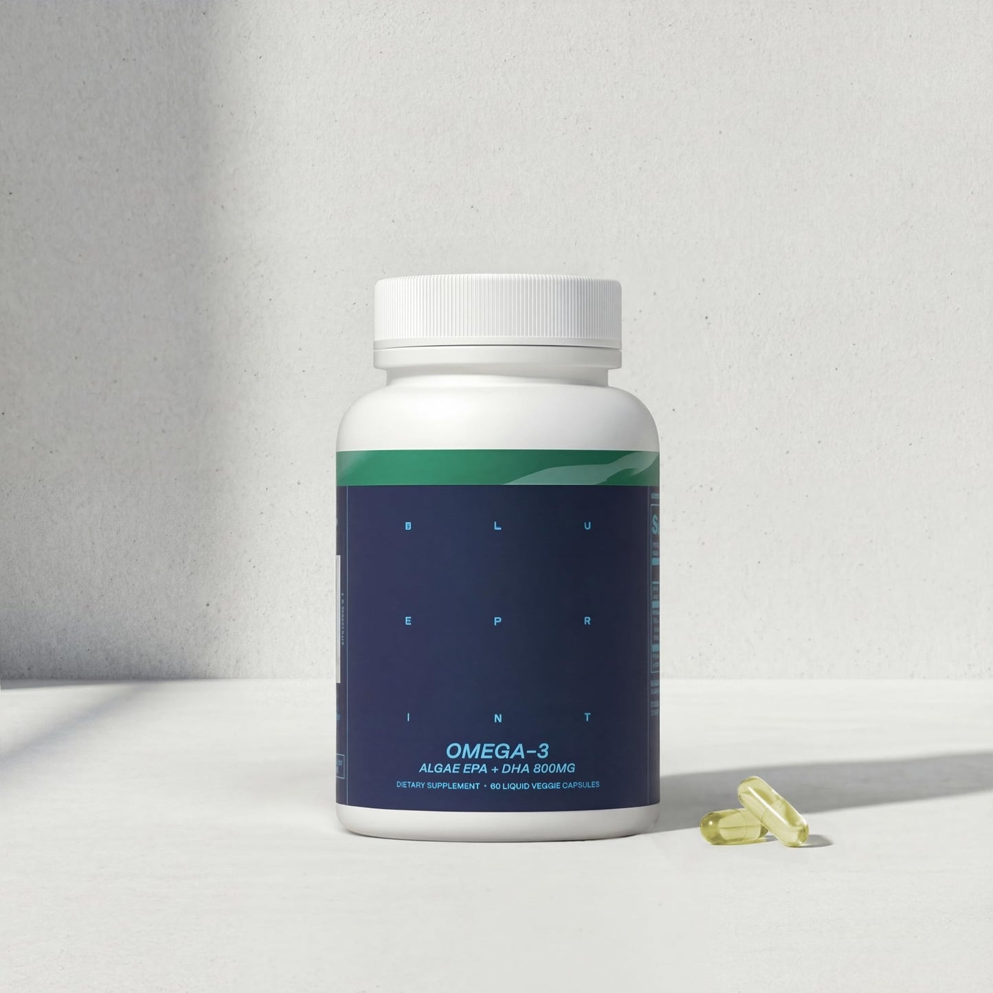 Blueprint Bryan Johnson Omega-3 - Vegan Algae Omega 3 Supplement with EPA/DHA - 800mg Plant-Based for Brain, Heart & Joint Support - High Absorption Triglyceride Form - 1:1 EPA/DHA - dailyvitalstore