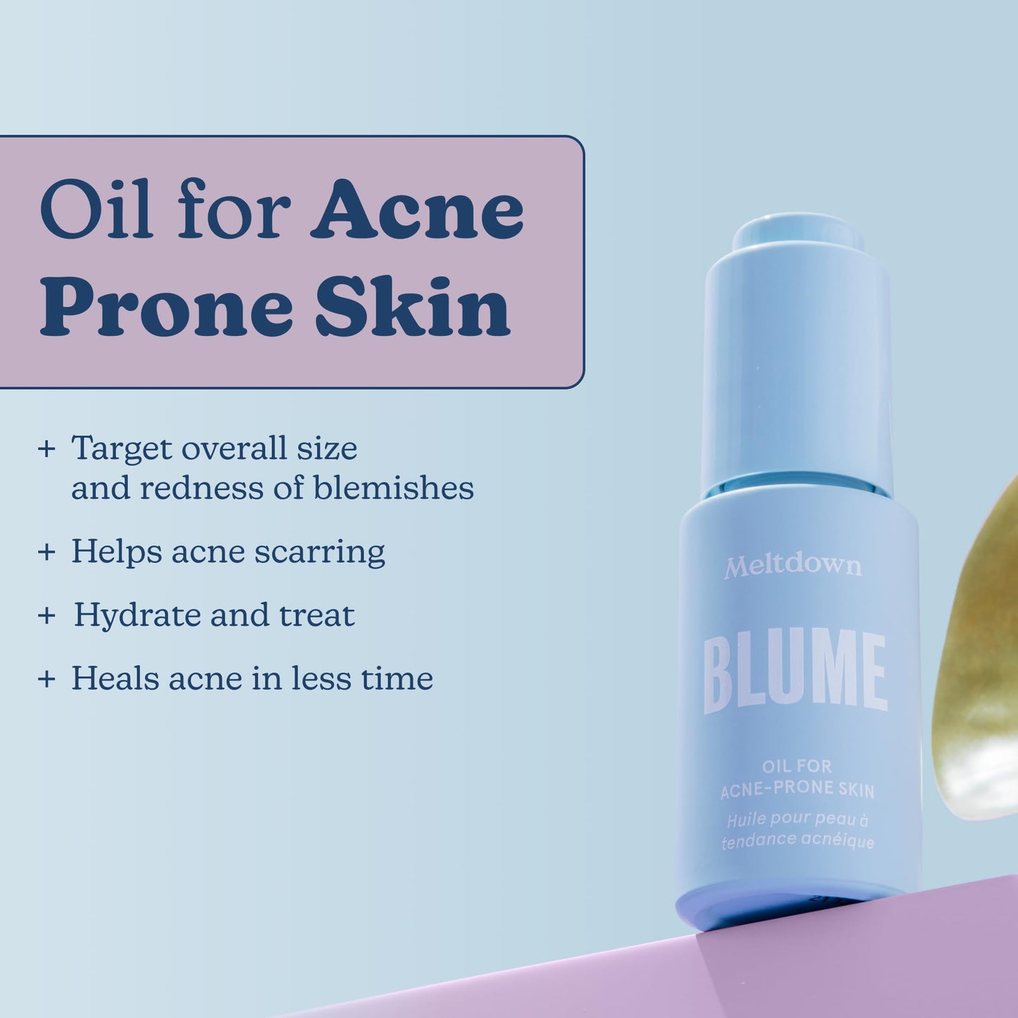 Blume Meltdown - Blue Tansy Face Oil - Acne Treatment + Pore Minimizer - Skin-Smoothing Face Serum with Black Cumin Seed & Rosehip Oil - Helps Calm Redness and Improve Texture (1 Fl oz) - dailyvitalstore