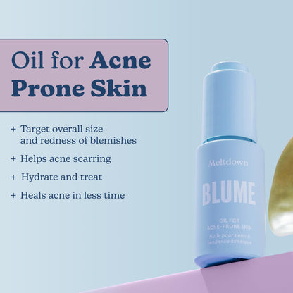 Blume Meltdown - Blue Tansy Face Oil - Acne Treatment + Pore Minimizer - Skin-Smoothing Face Serum with Black Cumin Seed & Rosehip Oil - Helps Calm Redness and Improve Texture (1 Fl oz) - dailyvitalstore