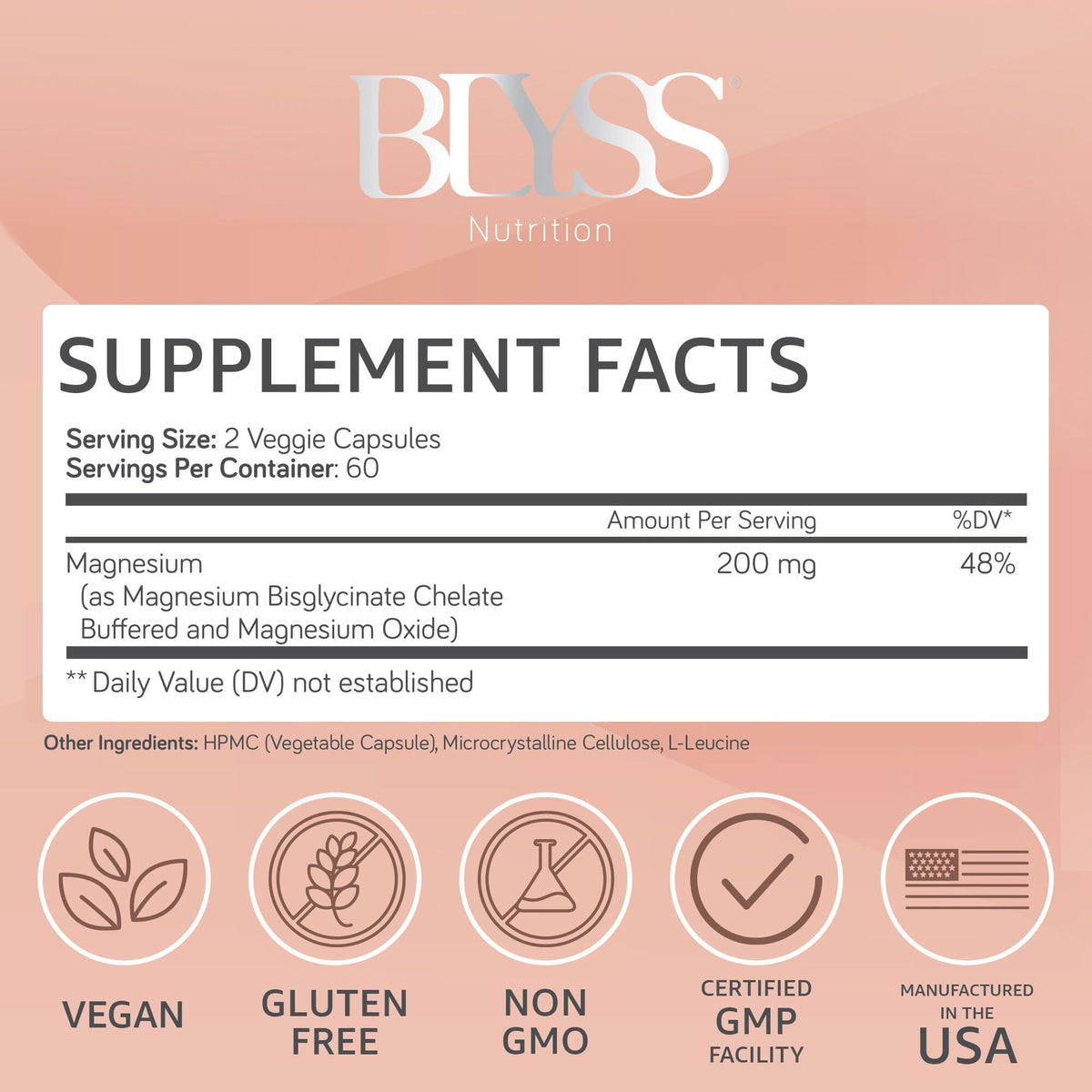 BLYSS Nutrition Magnesium Bisglycinate Capsules for Women - 200mg Chelated Glycinate Magnesium Supplement - Natural Supplements to Support Sleep, - dailyvitalstore