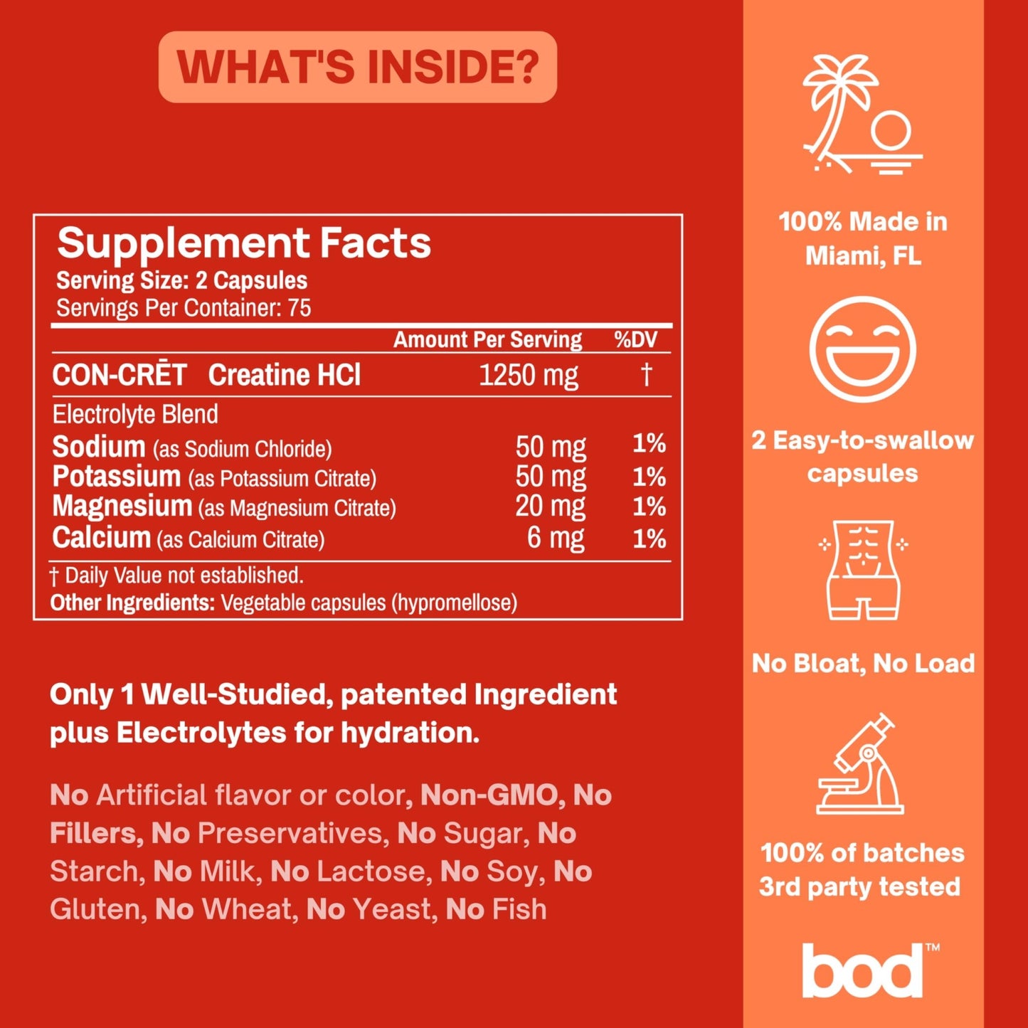 Bod Creatine HCL Capsules – 150 Pills | Creatine Hydrochloride Supplement for Men & Women | Easy-to-Swallow Alternative to Monohydrate Powder, Unflavored & Keto-Friendly - dailyvitalstore