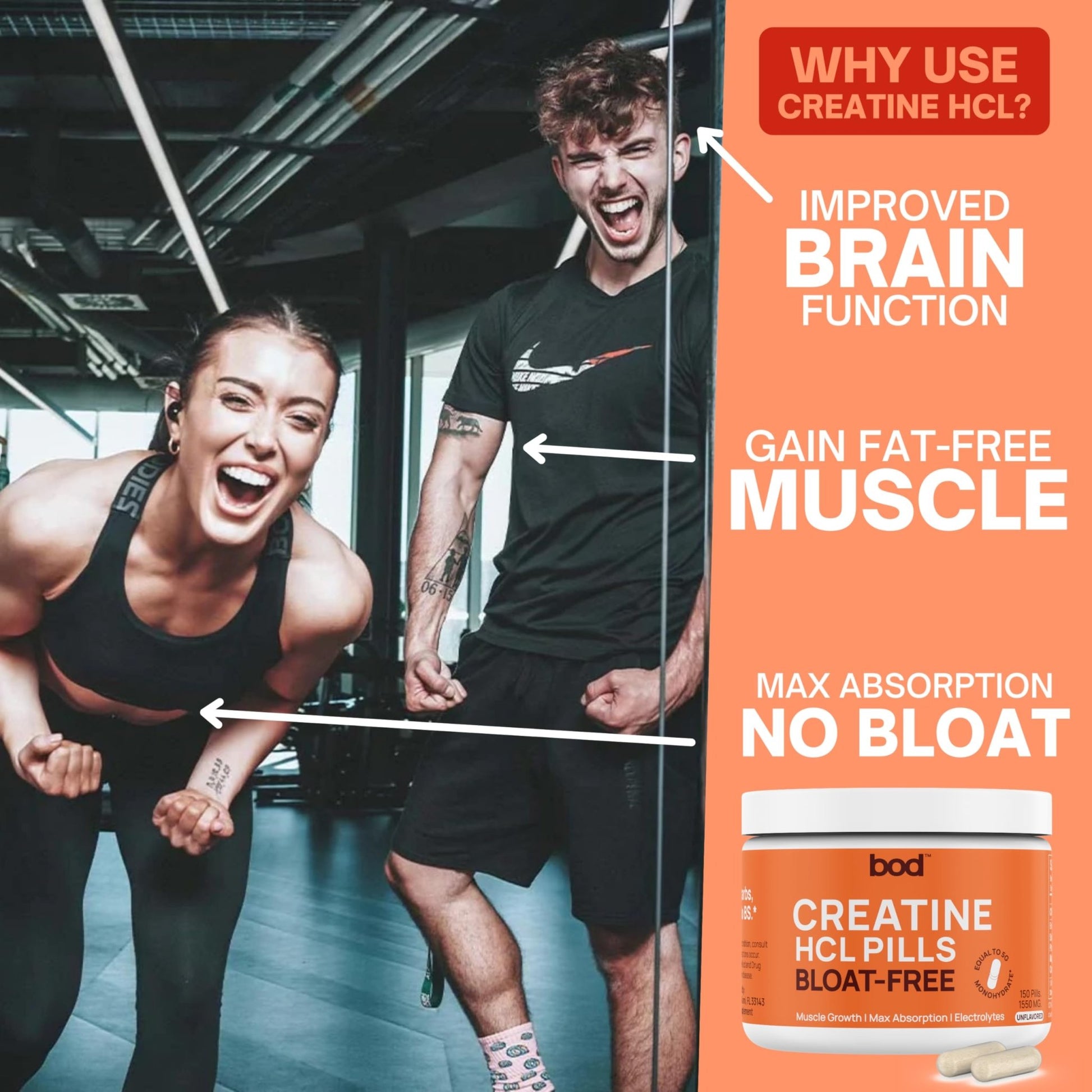 Bod Creatine HCL Capsules – 150 Pills | Creatine Hydrochloride Supplement for Men & Women | Easy-to-Swallow Alternative to Monohydrate Powder, Unflavored & Keto-Friendly - dailyvitalstore