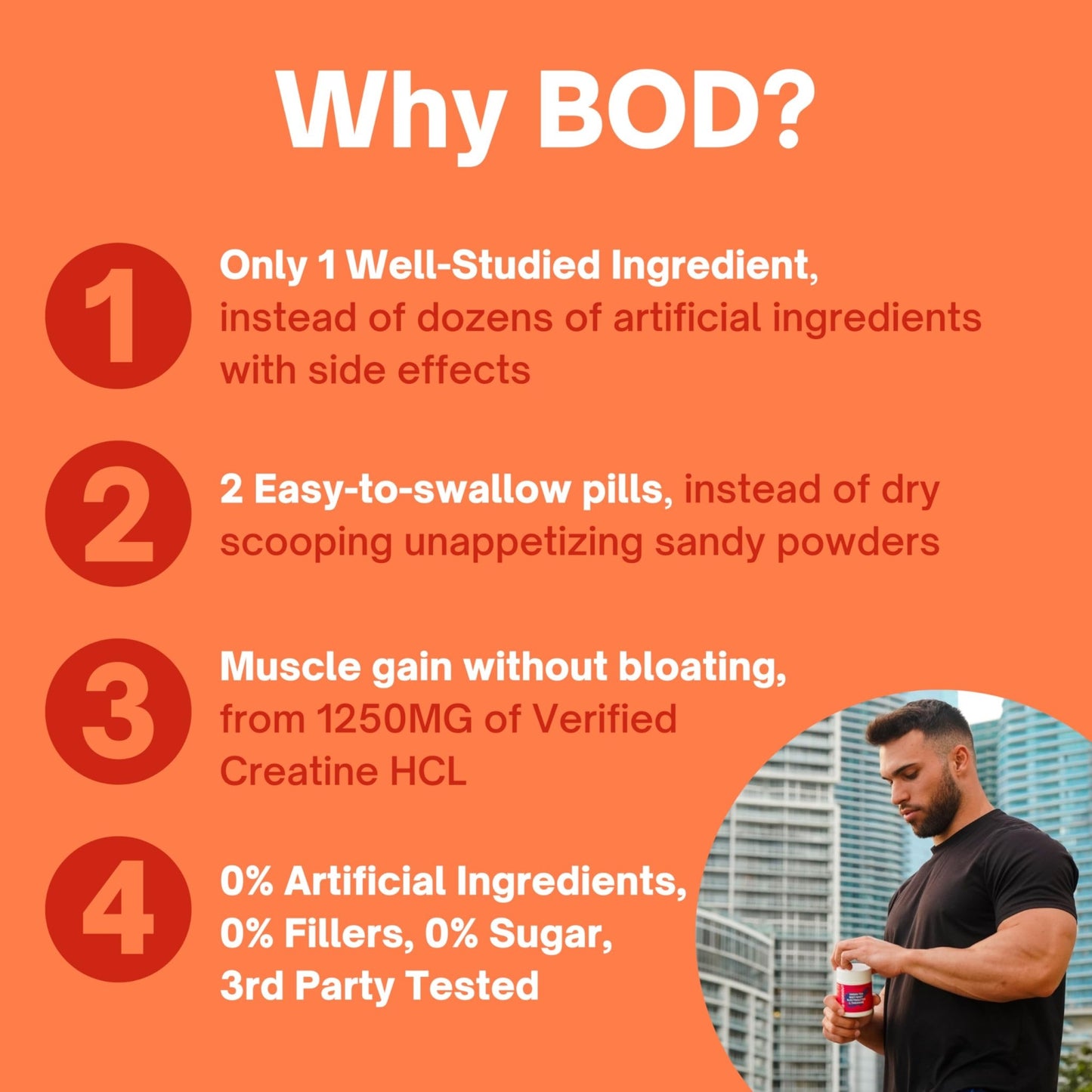 Bod Creatine HCL Capsules – 150 Pills | Creatine Hydrochloride Supplement for Men & Women | Easy-to-Swallow Alternative to Monohydrate Powder, Unflavored & Keto-Friendly - dailyvitalstore