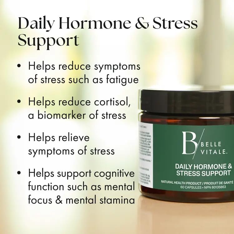 BODi Belle Vitale Daily Hormone & Stress Support - Ashwagandha & Rhodiola - Helps Combat Stress & Supports Healthy Cortisol Levels - Vitamin B12 Help Energy Metabolism & Immune Health - 60 Capsules - dailyvitalstore