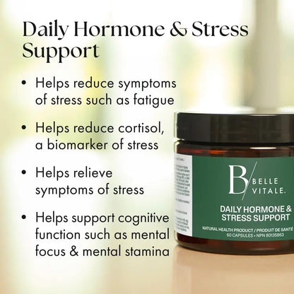 BODi Belle Vitale Daily Hormone & Stress Support - Ashwagandha & Rhodiola - Helps Combat Stress & Supports Healthy Cortisol Levels - Vitamin B12 Help Energy Metabolism & Immune Health - 60 Capsules - dailyvitalstore
