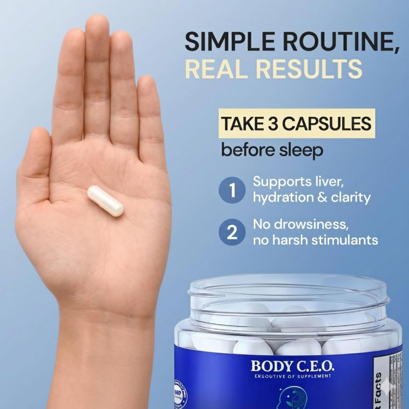 Body C.E.O. After Drinking Aid - Electrolyte Balance & Recovery - DHM (Dihydromyricetin), L-Cysteine, Prickly Pear, Milk Thistle, Zinger, Vitamin-B for Recovery - Filler-Free Formula - 60 Capsules - dailyvitalstore