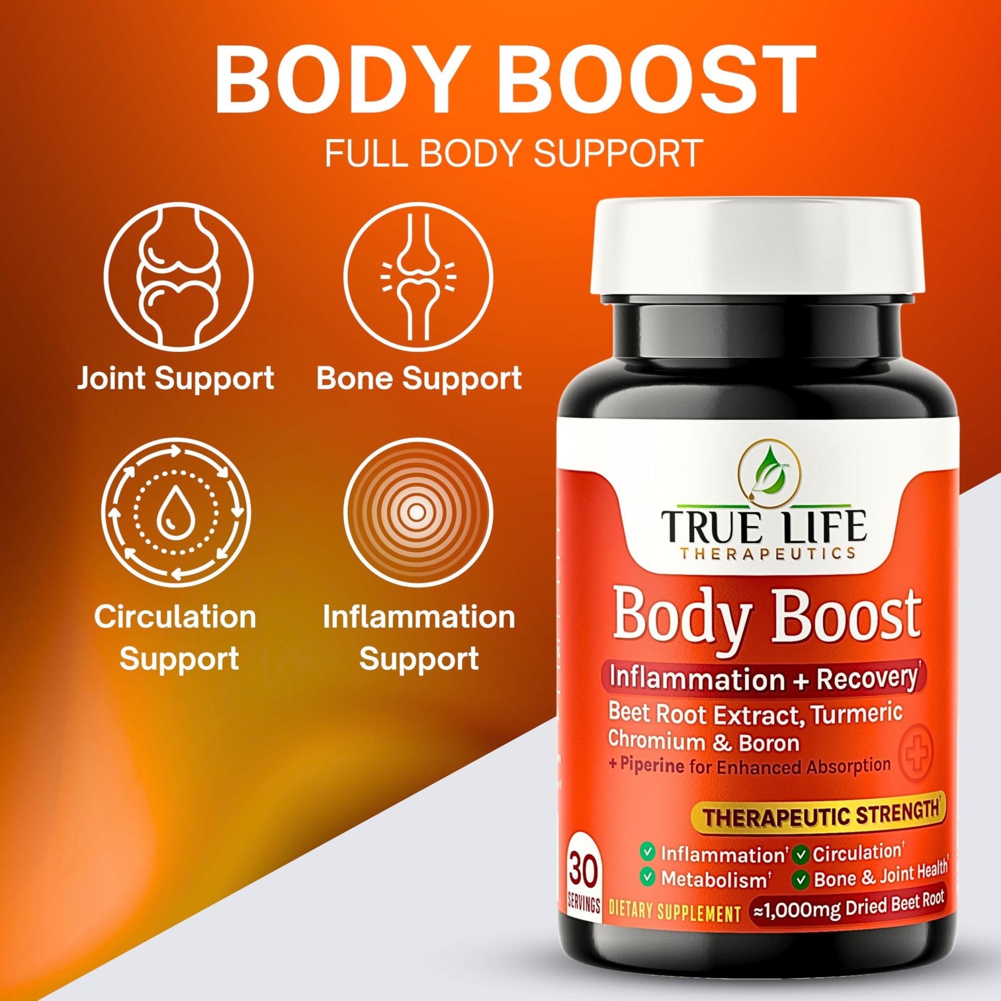 Body Support Tablets – Beet Root Extract, Turmeric Boron & Chromium – Supports Inflammation, Circulation, Hormonal Balance & Metabolic Function – 60ct - 30 Servings - dailyvitalstore