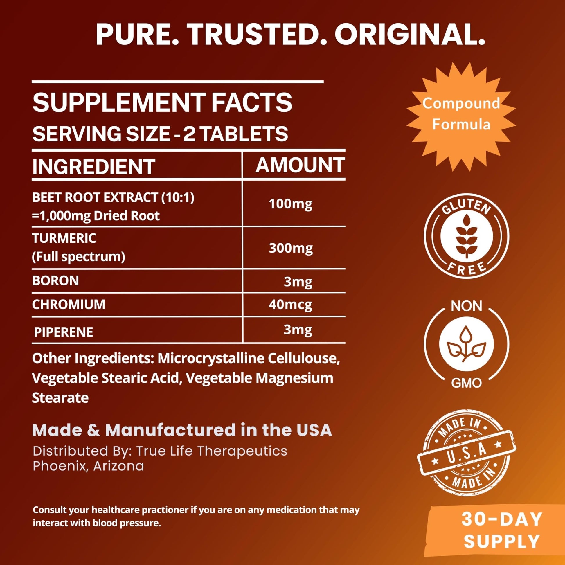 Body Support Tablets – Beet Root Extract, Turmeric Boron & Chromium – Supports Inflammation, Circulation, Hormonal Balance & Metabolic Function – 60ct - 30 Servings - dailyvitalstore