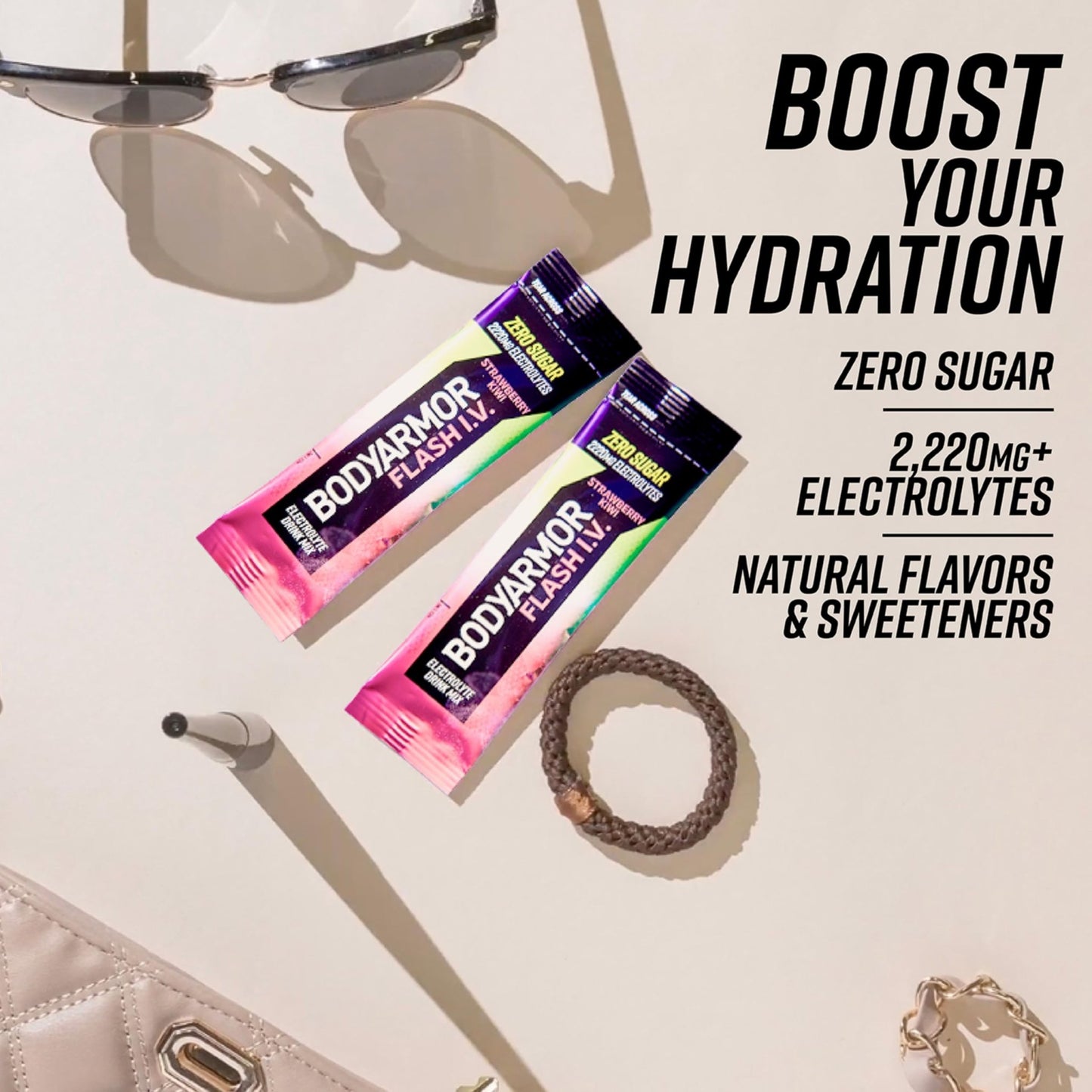 BODYARMOR Flash IV Electrolyte Packets, Strawberry Kiwi - Zero Sugar Drink Mix, Single Serve Packs, Coconut Water Powder (6 Count) - dailyvitalstore
