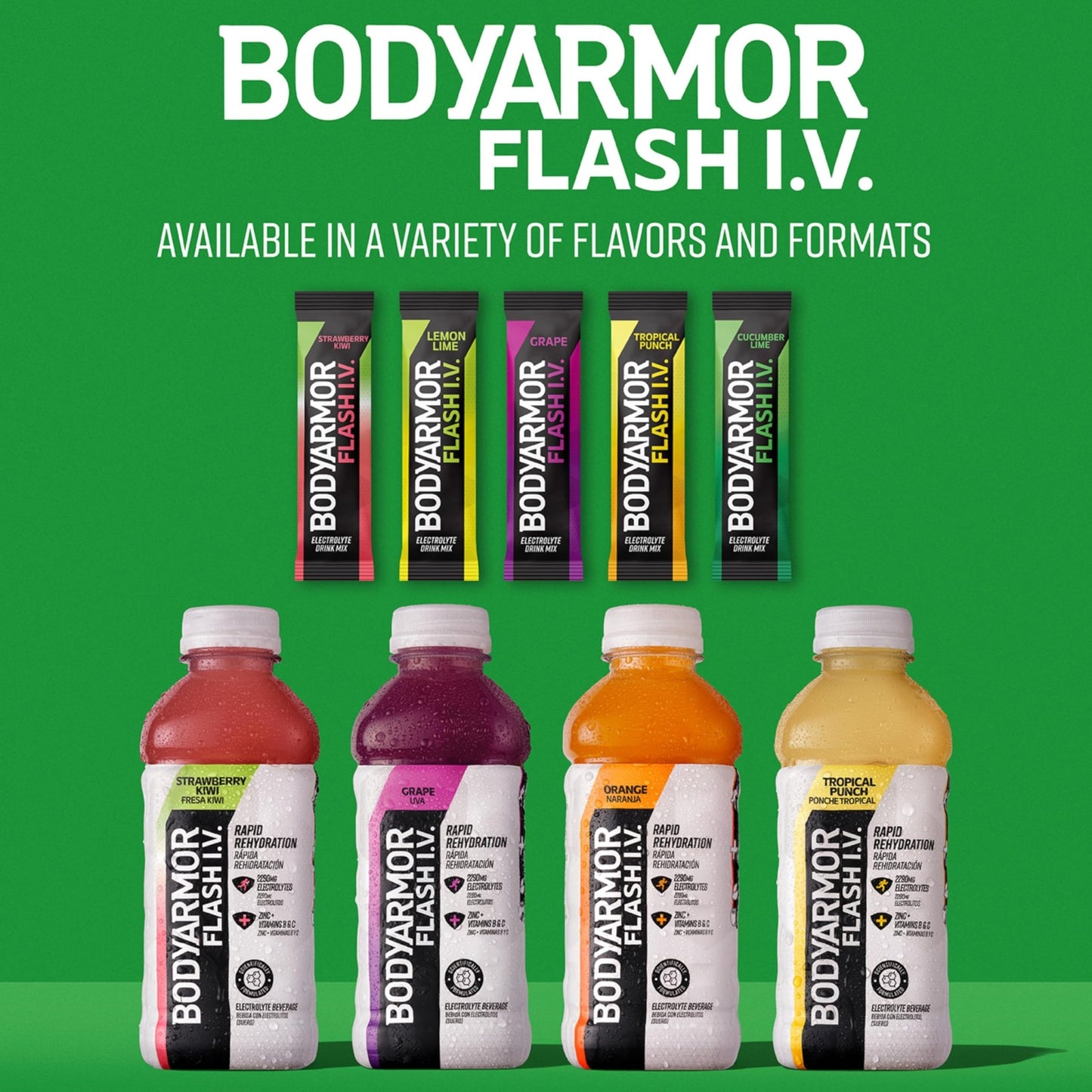 BODYARMOR Flash IV Electrolyte Packets, Strawberry Kiwi - Zero Sugar Drink Mix, Single Serve Packs, Coconut Water Powder (6 Count) - dailyvitalstore