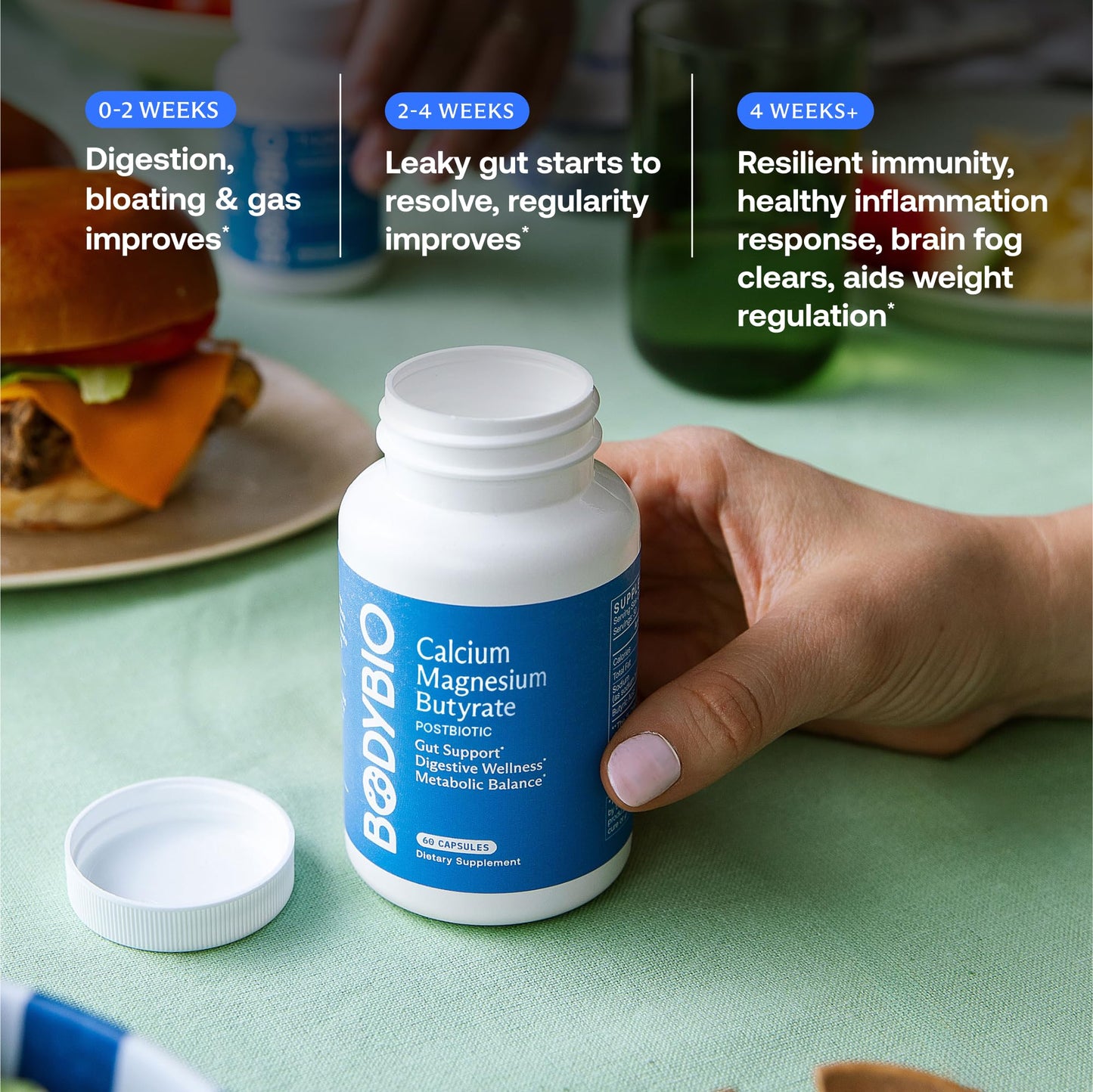 BodyBio Butyrate - Postbiotic for Gut Health, Digestive Support, Bloat, Gas & Constipation Relief, Leaky Gut Repair - Calcium, Magnesium - dailyvitalstore