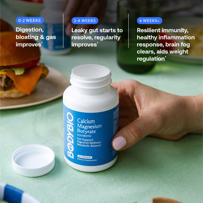 BodyBio Butyrate - Postbiotic for Gut Health, Digestive Support, Bloat, Gas & Constipation Relief, Leaky Gut Repair - Calcium, Magnesium - dailyvitalstore
