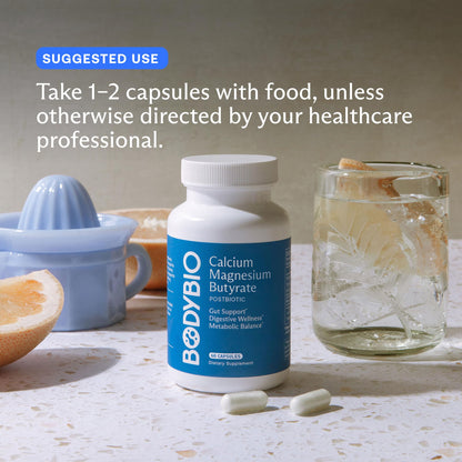 BodyBio Butyrate - Postbiotic for Gut Health, Digestive Support, Bloat, Gas & Constipation Relief, Leaky Gut Repair - Calcium, Magnesium - dailyvitalstore