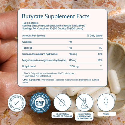 BodyBio Butyrate - Postbiotic for Gut Health, Digestive Support, Bloat, Gas & Constipation Relief, Leaky Gut Repair - Calcium, Magnesium - dailyvitalstore