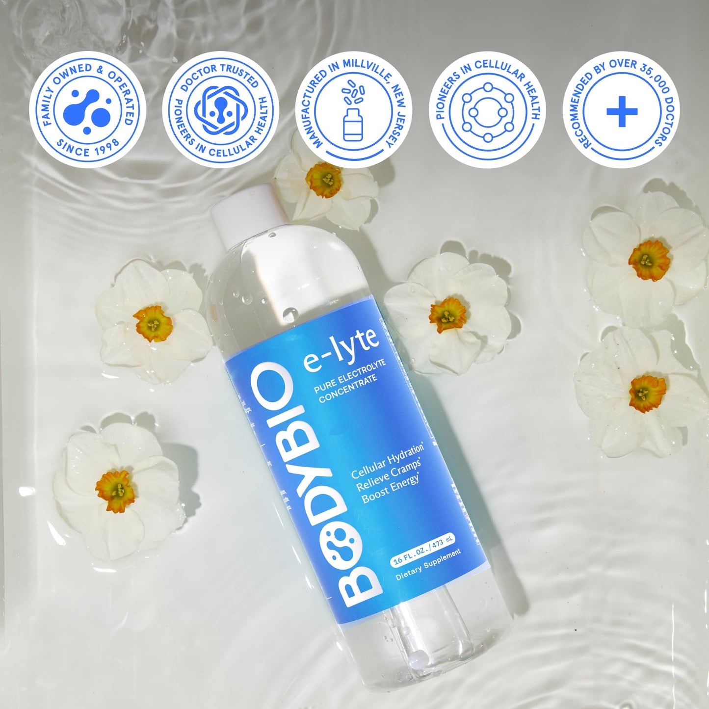 BodyBio e-lyte - Liquid Electrolyte Concentrate for Clean Hydration, Energy & Cramp Relief - No Sugar, No Artificial Flavors, No Fillers, Keto Friendly - dailyvitalstore