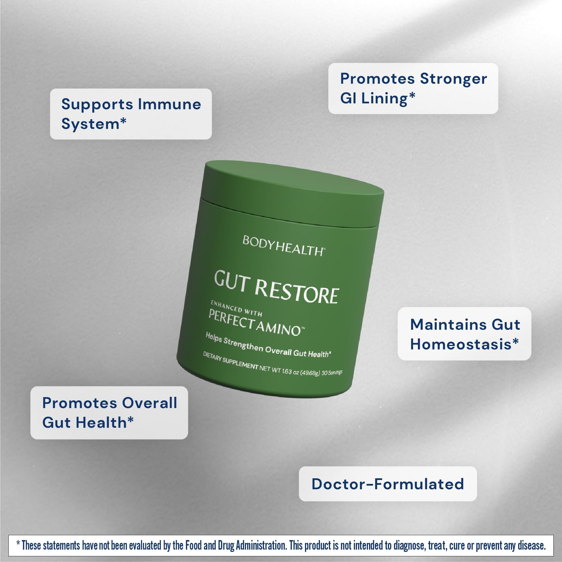 BodyHealth Gut Restore with PerfectAmino, ImmunoLin, and Humic Acid - Gut Health Supplement for Digestive and Immune Support - Unflavored - 30 Servings - dailyvitalstore